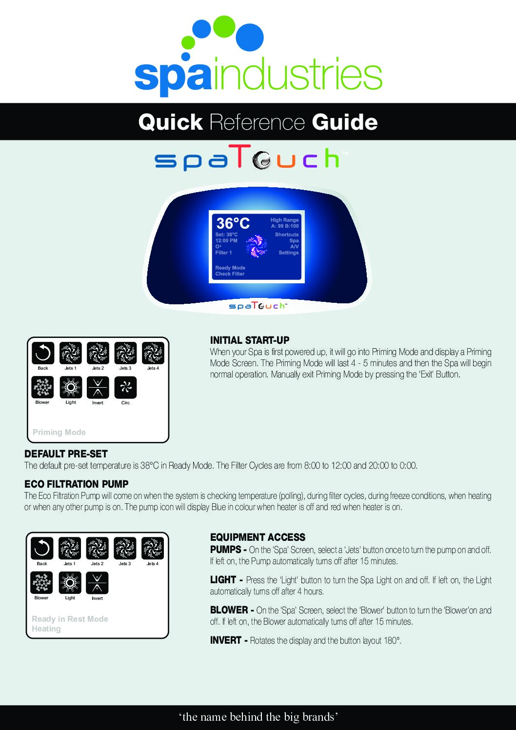 Spa Touch Quick Reference Guide FA