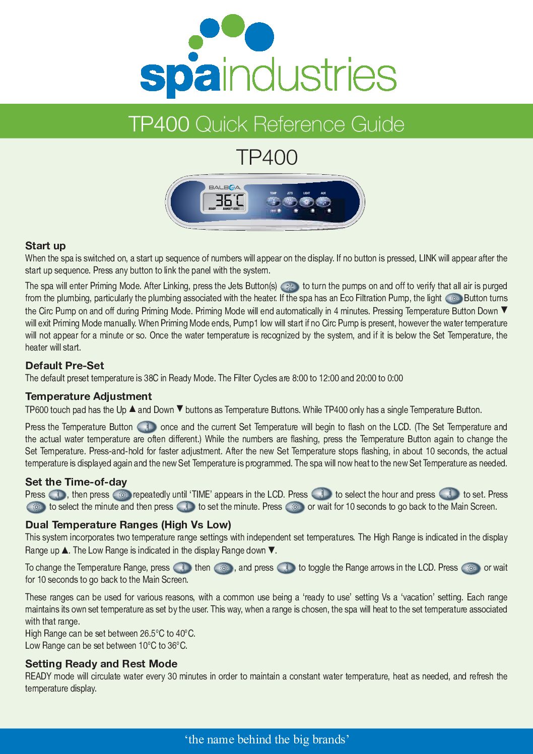TP400 Quick Reference Guide v2