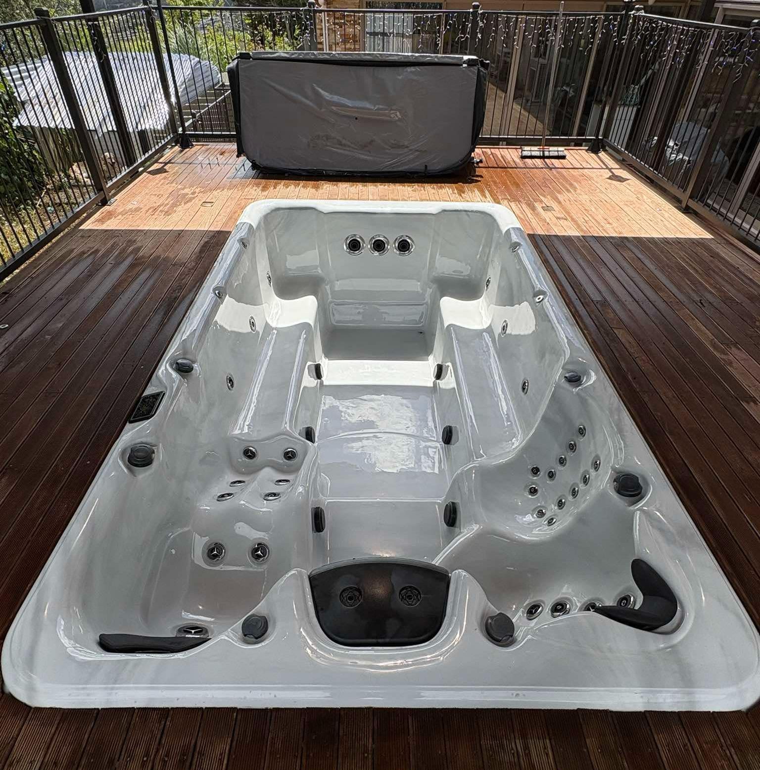 A recently drained and cleaned swim spa in Auckland, New Zealand